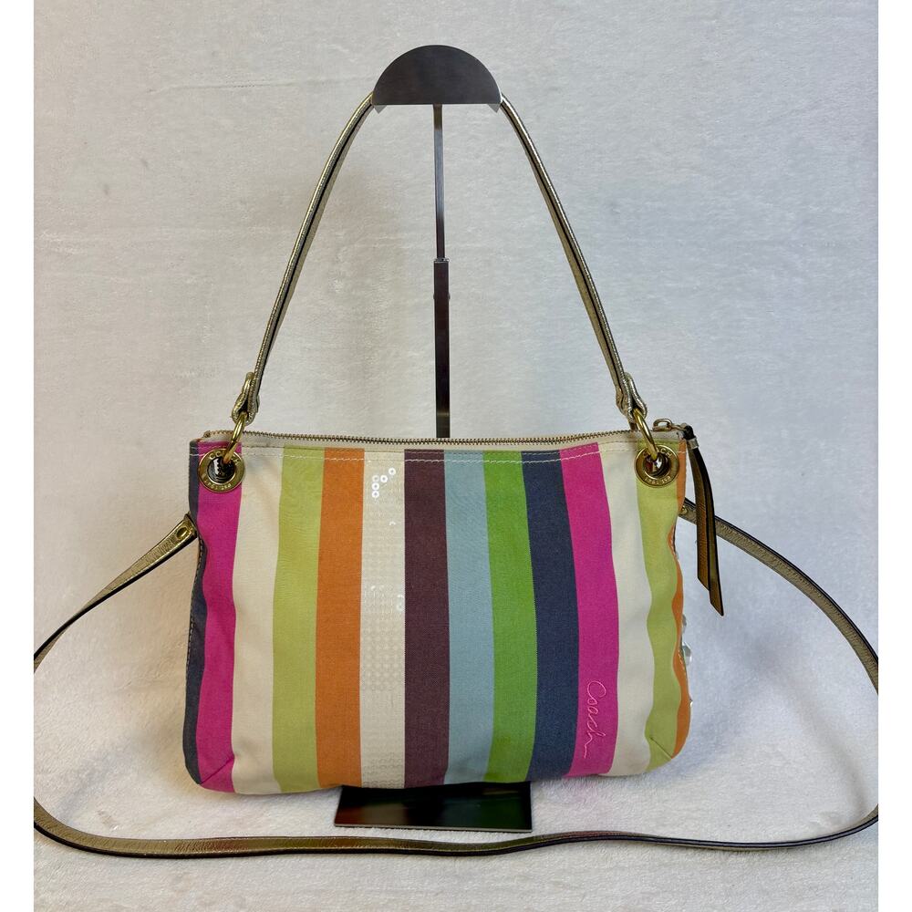 Coach Y2K Legacy Striped Sequined Hippie Hobo with Ch… - Gem